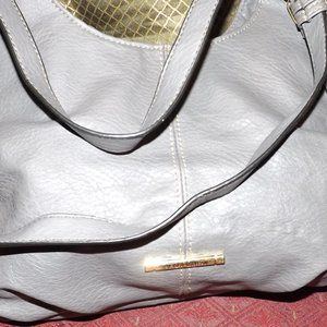 Jaclyn Smith Gray Leather Satchel Bag